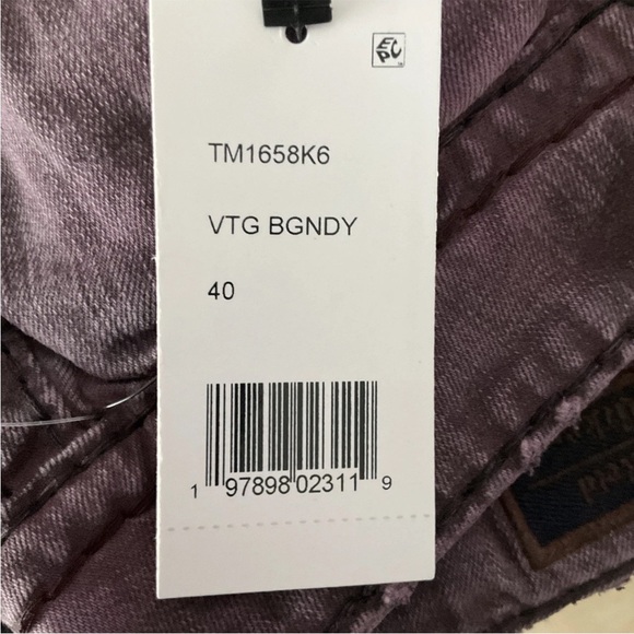 ROCK REVIVAL Moto Jeans Reid Biker Sz 40x 32 Embroidered Burgandy New With Tags - Picture 13 of 13